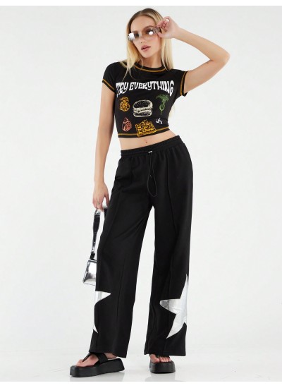 Women.s Star Pattern Straight Leg Sweatpants - Choose Your Size