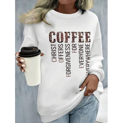 LUNE Women.S Coffee Print Fleece Sweatshirt - Choose Your Size