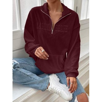 Essnce Half-Zip Drop Shoulder Casual Pullover Sweatshirt - Choose Your Size