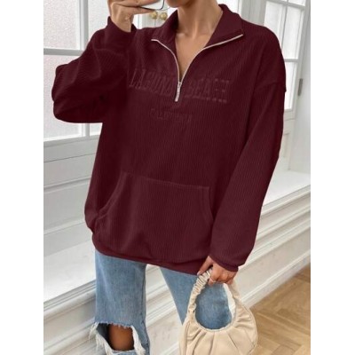 Essnce Half-Zip Drop Shoulder Casual Pullover Sweatshirt - Choose Your Size