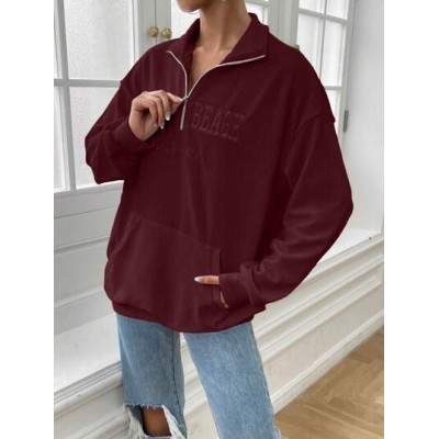 Essnce Half-Zip Drop Shoulder Casual Pullover Sweatshirt - Choose Your Size