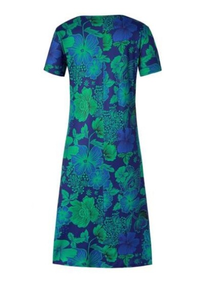 LUNE Women.s Summer Floral Printed Slit V-Neck Short Sleeve Dress With Pockets