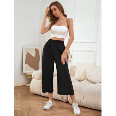 LUNE Shirred Waist Wide Leg Pants - Choose Your Size