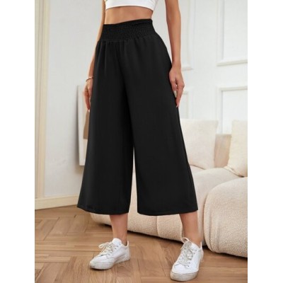 LUNE Shirred Waist Wide Leg Pants - Choose Your Size