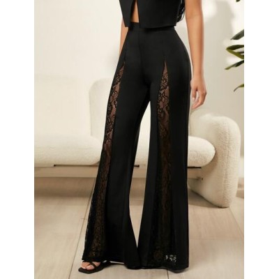 SXY Sexy Contrast Lace Flare Leg Pants - Choose Your Size