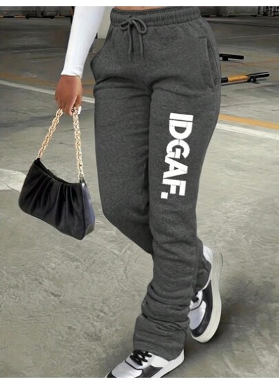 EZwear Letter Printed Fleece Sweatpants - Choose Your Size