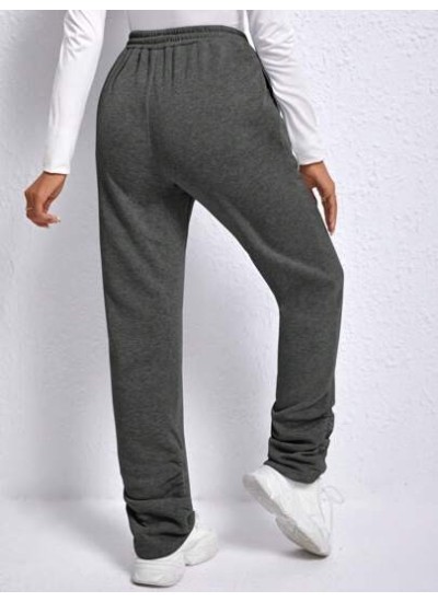 EZwear Letter Printed Fleece Sweatpants - Choose Your Size