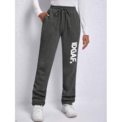 EZwear Letter Printed Fleece Sweatpants - Choose Your Size