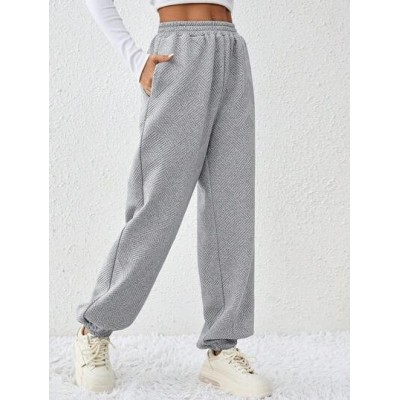 Essnce Women.s Solid Color Elastic Waist Cuffed Jogger Pants - Choose Your Size