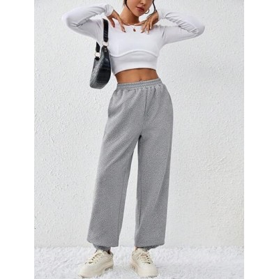 Essnce Women.s Solid Color Elastic Waist Cuffed Jogger Pants - Choose Your Size