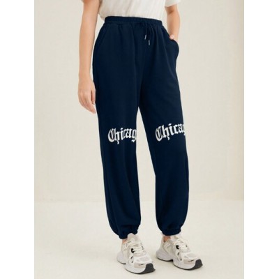 Mulvari Women.S Letter Print Drawstring Sweatpants - Choose Your Size