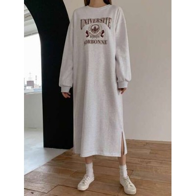 Women.S Drop Shoulder Long Sweatshirt With Letter Print - Choose Your Size