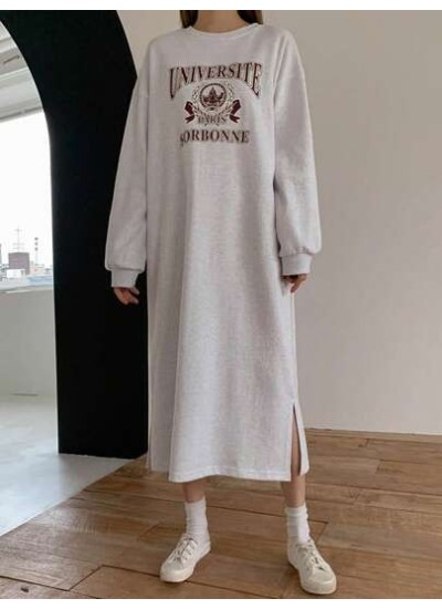 Women.S Drop Shoulder Long Sweatshirt With Letter Print - Choose Your Size