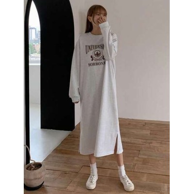 Women.S Drop Shoulder Long Sweatshirt With Letter Print - Choose Your Size