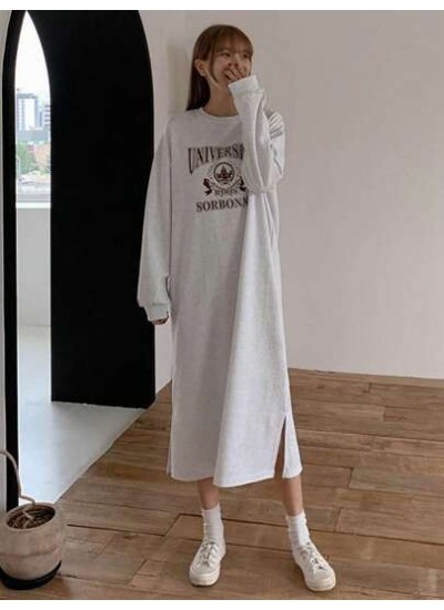 Women.S Drop Shoulder Long Sweatshirt With Letter Print - Choose Your Size