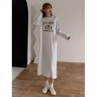 Women.S Drop Shoulder Long Sweatshirt With Letter Print - Choose Your Size