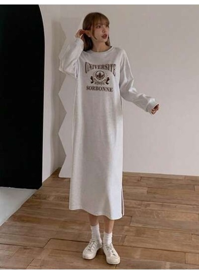 Women.S Drop Shoulder Long Sweatshirt With Letter Print - Choose Your Size