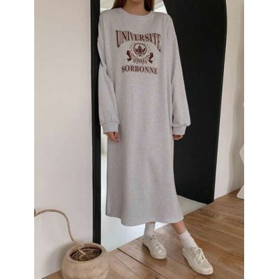 Women.S Drop Shoulder Long Sweatshirt With Letter Print - Choose Your Size