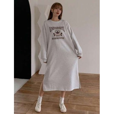 Women.S Drop Shoulder Long Sweatshirt With Letter Print - Choose Your Size