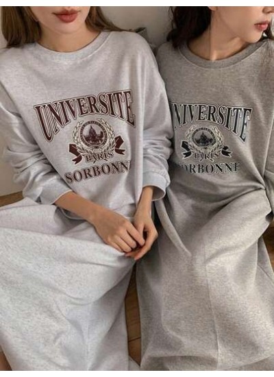 Women.S Drop Shoulder Long Sweatshirt With Letter Print - Choose Your Size