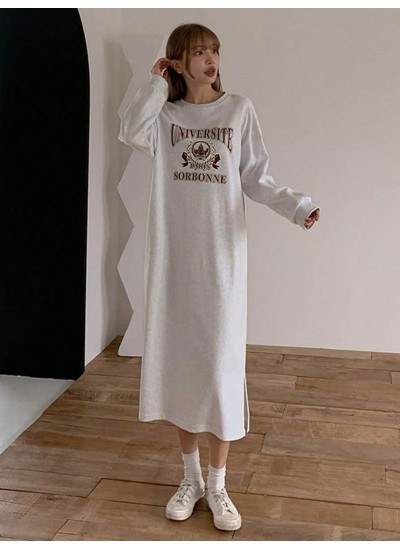 Women.S Drop Shoulder Long Sweatshirt With Letter Print - Choose Your Size