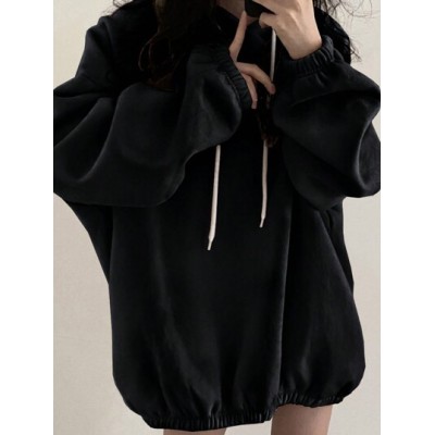 Loose Fit Drop Shoulder Drawstring Hoodie For Women - Choose Your Size