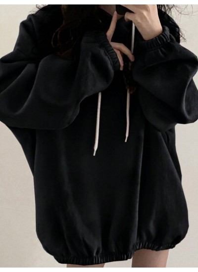 Loose Fit Drop Shoulder Drawstring Hoodie For Women - Choose Your Size