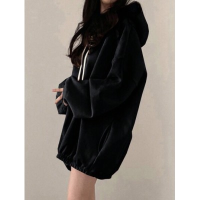 Loose Fit Drop Shoulder Drawstring Hoodie For Women - Choose Your Size