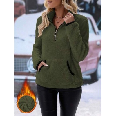 LUNE Women.s Half Zip Fluffy Sweatshirt - Choose Your Size