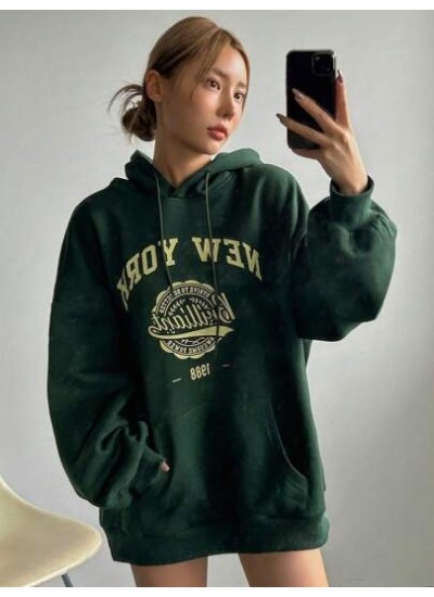 Women.s Letter Print Drawstring Hoodie Sweatshirt - Choose Your Size