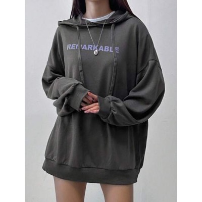 Women.S Letter Printed Drawstring Hooded Sweatshirt - Choose Your Size