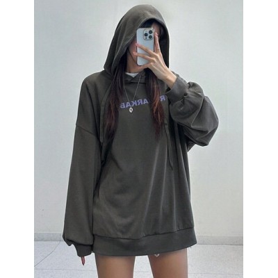 Women.S Letter Printed Drawstring Hooded Sweatshirt - Choose Your Size