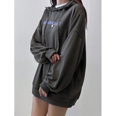 Women.S Letter Printed Drawstring Hooded Sweatshirt - Choose Your Size