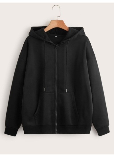 EZwear Solid Zip Up Drawstring Thermal Lined Hoodie - Choose Your Size