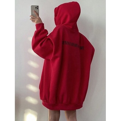 Women.s Solid Color Drop Shoulder Drawstring Hooded Sweatshirt - Choose Your Si