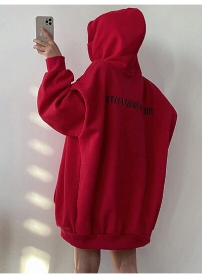 Women.s Solid Color Drop Shoulder Drawstring Hooded Sweatshirt - Choose Your Si