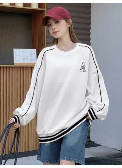 Women.s Round Neck Spliced Drop Shoulder Sweatshirt - Choose Your Size