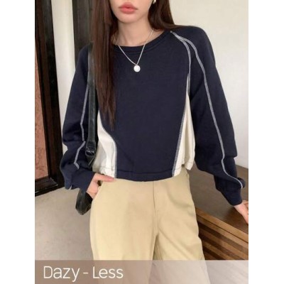 Dazy-Less Color Block Patchwork Long Sleeve Sweatshirt - Choose Your Size