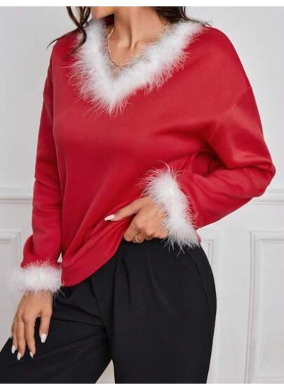 Clasi Furry Patchwork Drop Shoulder Sweatshirt - Choose Your Size