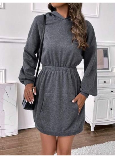 Essnce Kangaroo Pocket Drop Shoulder Hoodie Dress - Choose Your Size