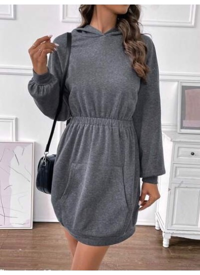 Essnce Kangaroo Pocket Drop Shoulder Hoodie Dress - Choose Your Size