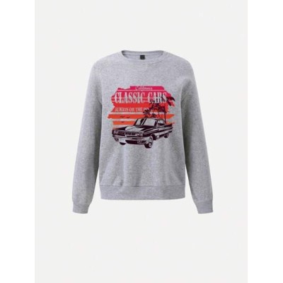 EZwear Car & Letter Graphic Drop Shoulder Sweatshirt - Choose Your Size