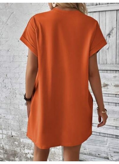 LUNE Solid Batwing Sleeve Hidden Pocket Tee Dress - Choose Your Size