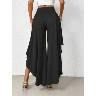 Essnce High Waist Asymmetrical Hem Wide Leg Pants - Choose Your Size