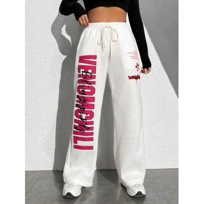 Coolane Women.s Elastic Waist Letter Printed Joggers - Choose Your Size