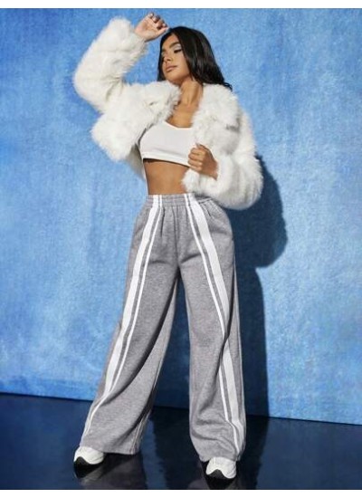 PETITE Contrast Colorblock Wide Leg Sweatpants - Choose Your Size