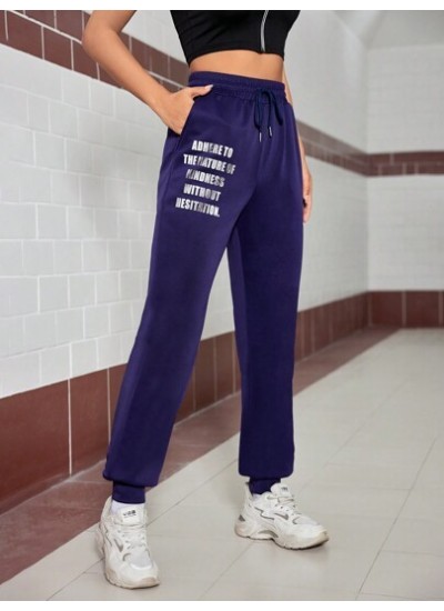 EZwear Women.s Slogan Printed Drawstring Waist Casual Sweatpants - Choose Your