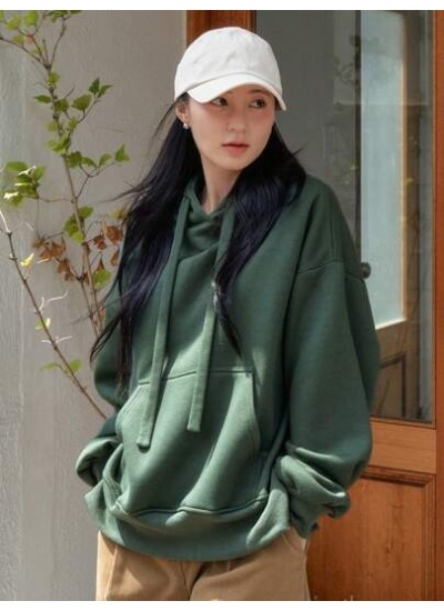 Dazy-Less Kangaroo Pocket Drop Shoulder Drawstring Hoodie - Choose Your Size