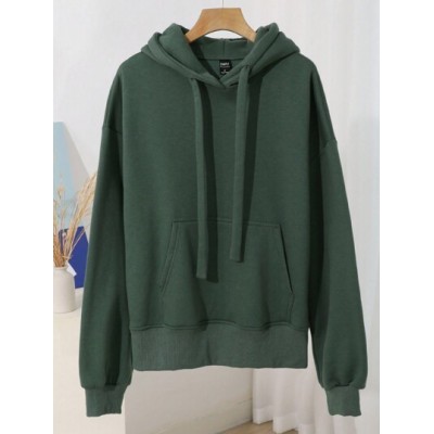 Dazy-Less Kangaroo Pocket Drop Shoulder Drawstring Hoodie - Choose Your Size