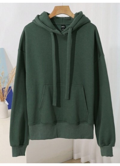 Dazy-Less Kangaroo Pocket Drop Shoulder Drawstring Hoodie - Choose Your Size